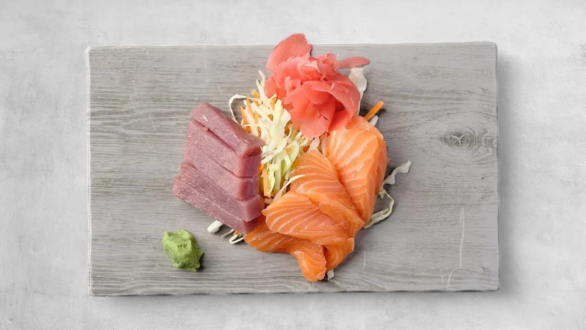 Lazac és vörös tonhal sashimi