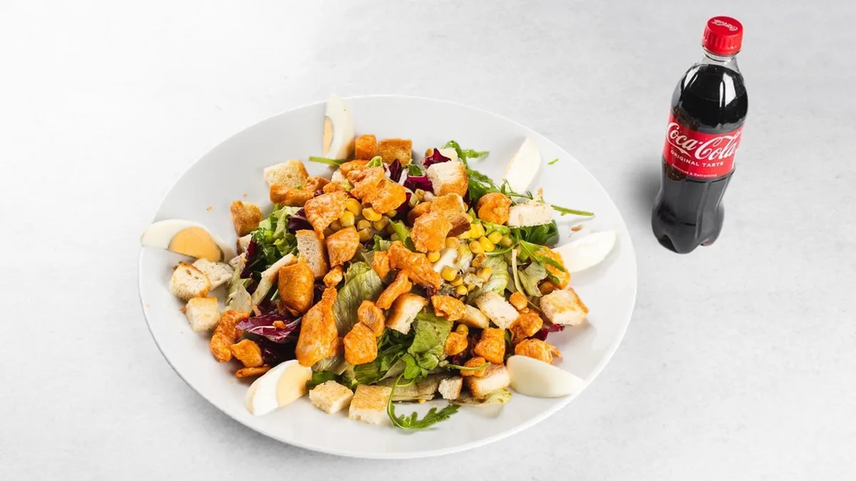 Caesar salad and Coca-Cola 0.5 l