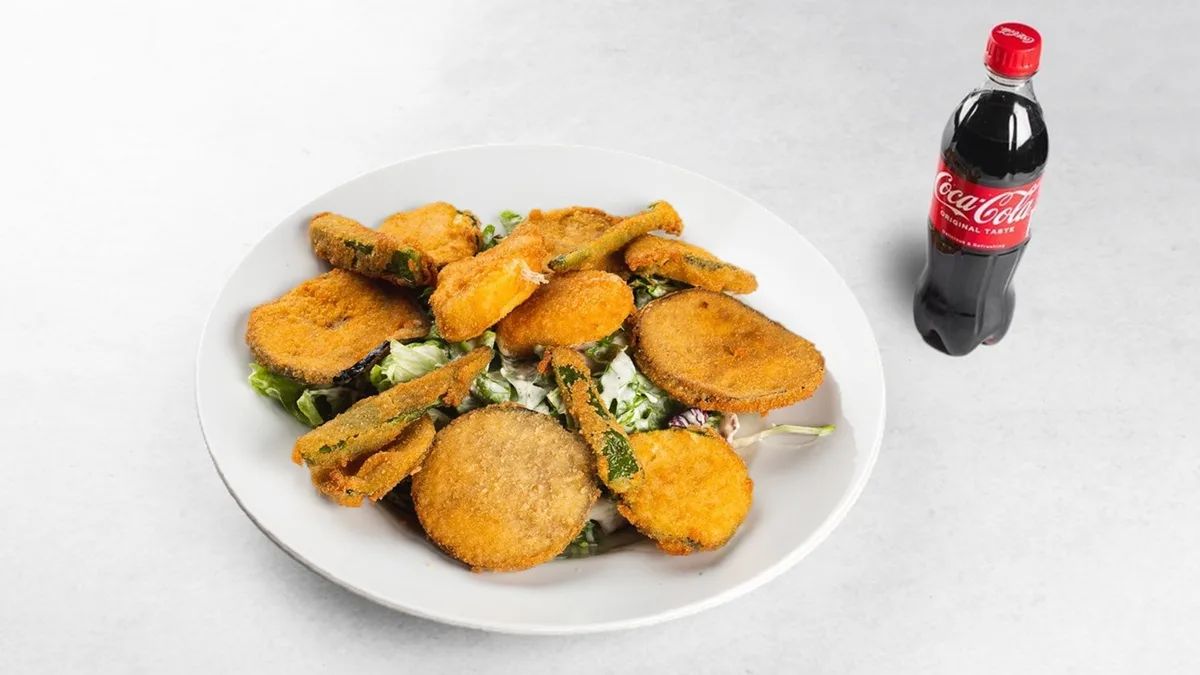 Fried salad and Coca-Cola 0.5 l