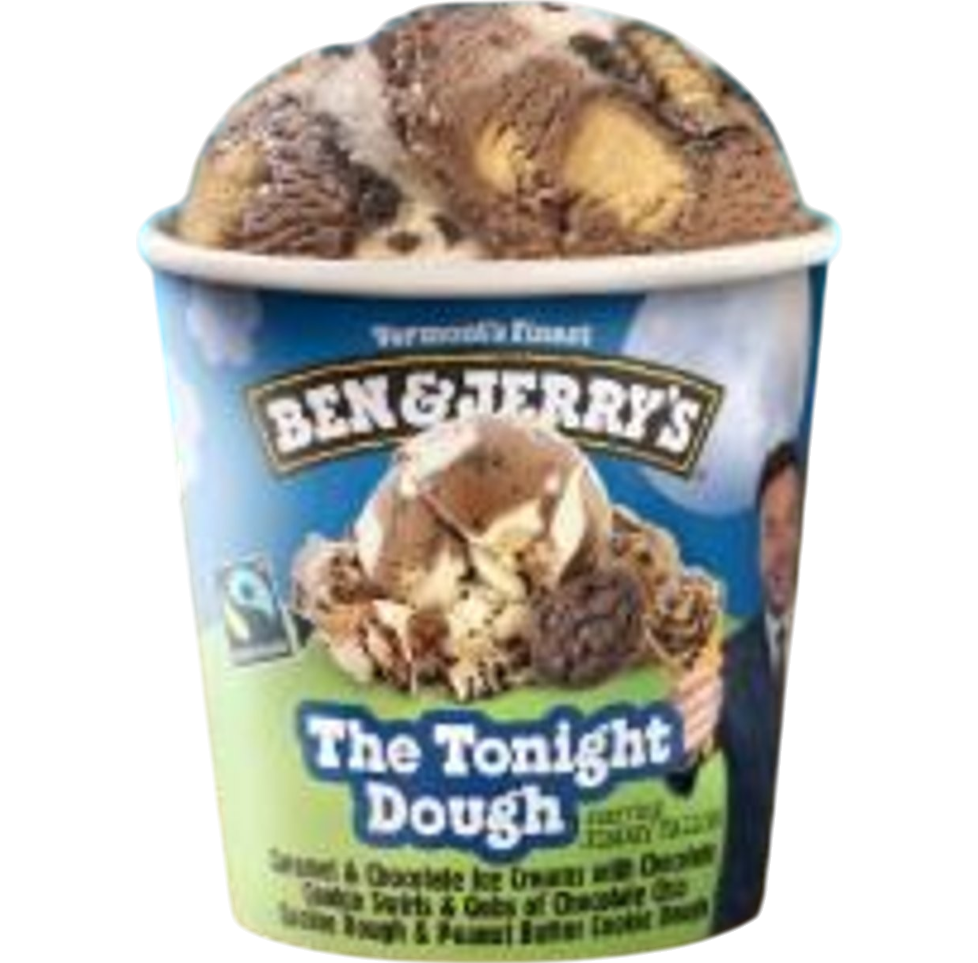 TONIGHT DOUGH ICE CREAM ( CARAMEL , CHOCOLATE , PEANUT BUTTER COOKIE DOUGH