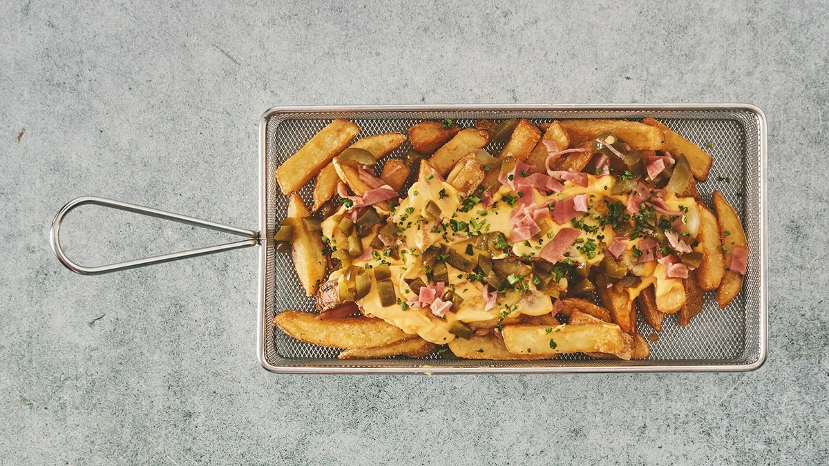 Cheese Fries with bacon and jalapenos