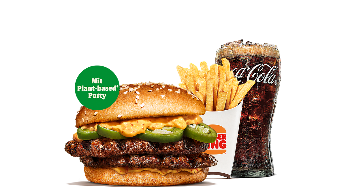 Plant-Based Double Chili Cheeseburger King Menü