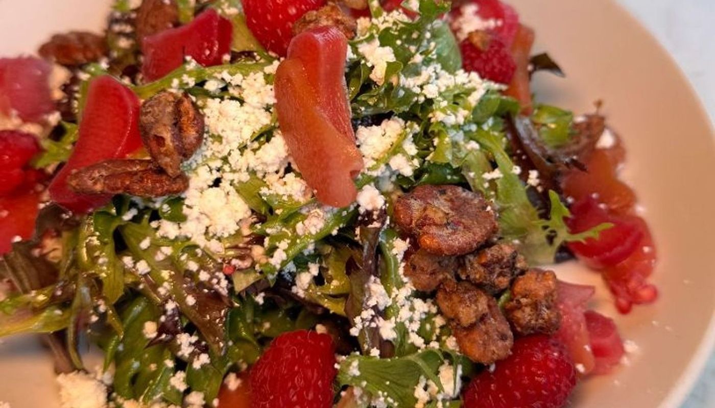 Rhubarb Raspberry Salad