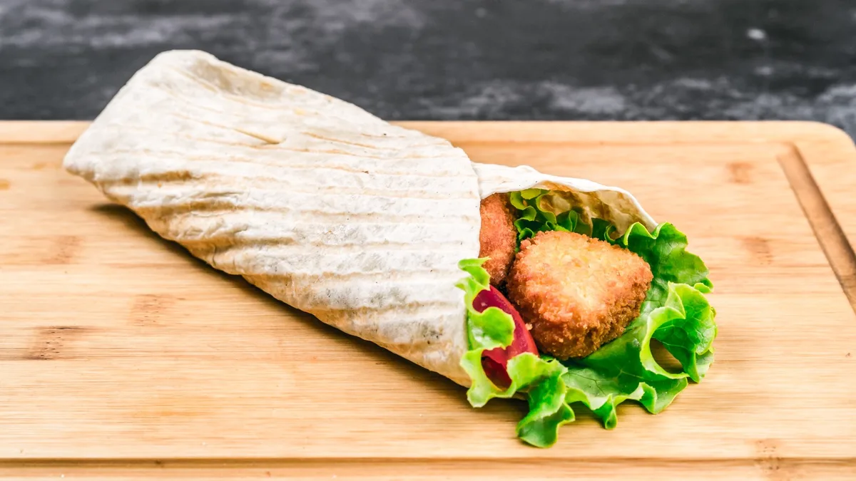 Wrap chicken nuggets