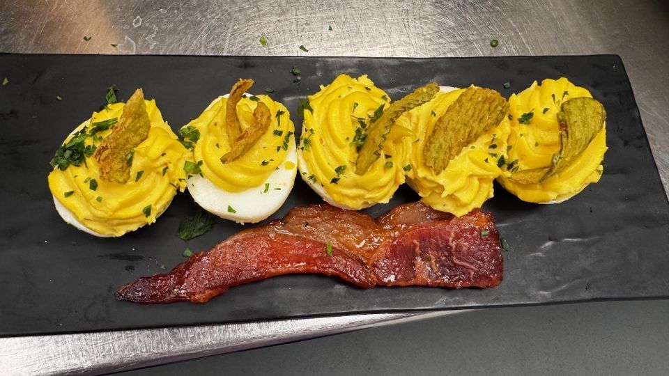Deviled Eggs and Candied Bacon