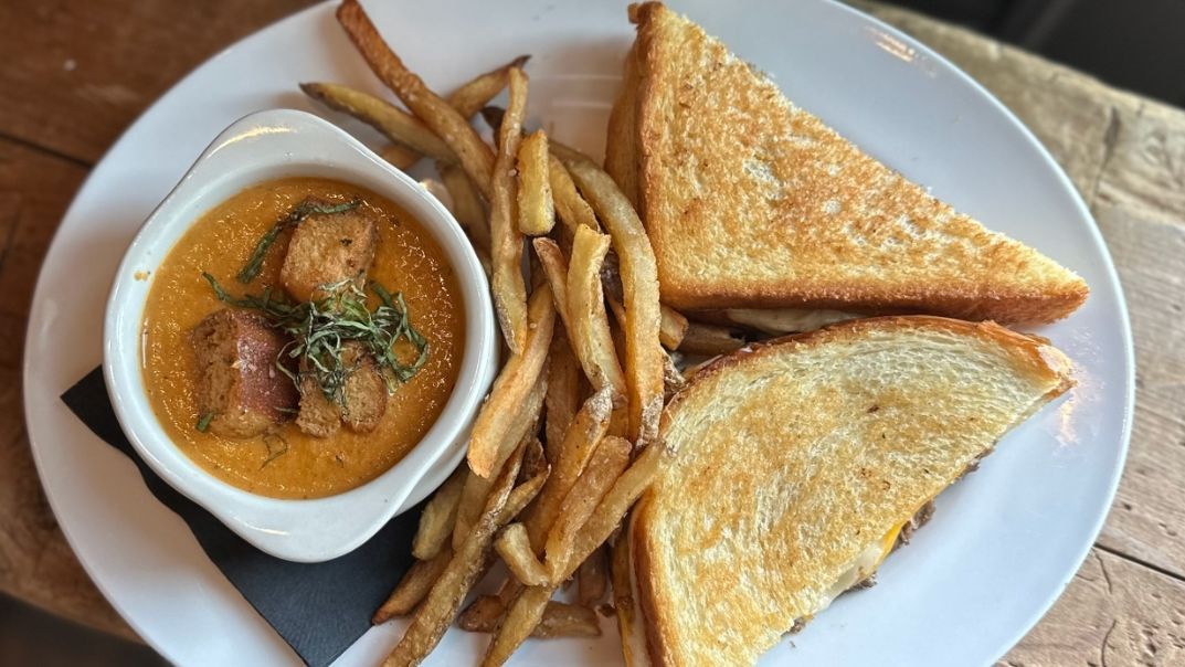 Short Rib Grilled Cheese and Tomato Bisque