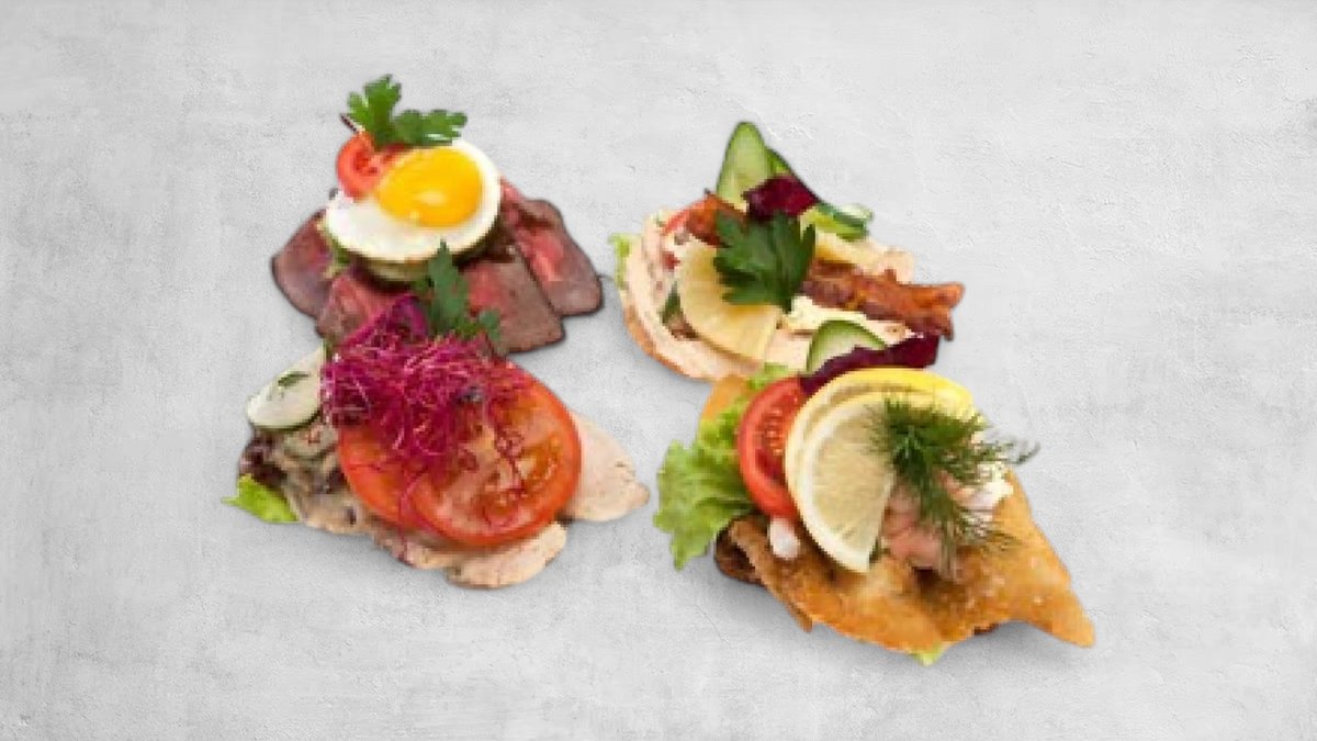 Menu 3. Blandet Luksus Smørrebrød (9 stk)