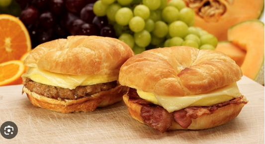 Sausage , Egg and cheese on a croissant