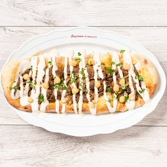 vegan shawarma on focaccia (v)