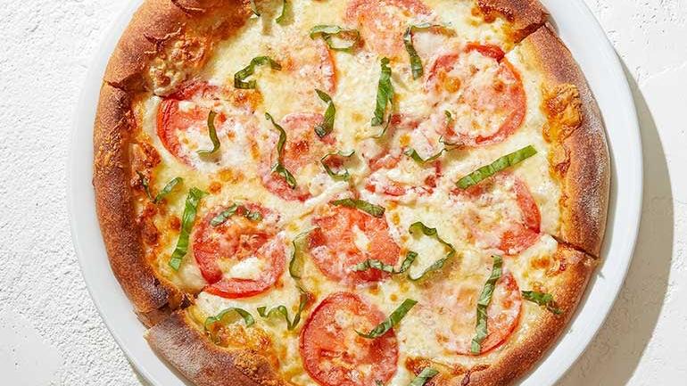 FIVE CHEESE + FRESH TOMATO PIZZA