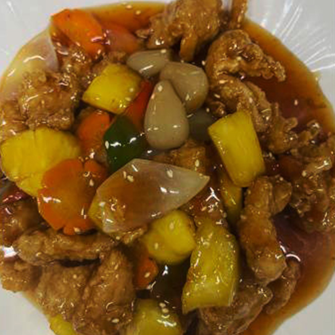 67.Trozos de Pollo con Salsa Agridulce
