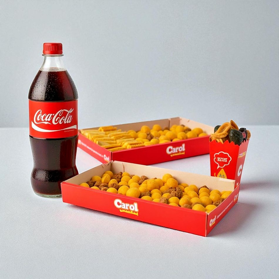 72 Salgados 22g, 30 Mini Pasteis, 12 Doces e Refrigerante