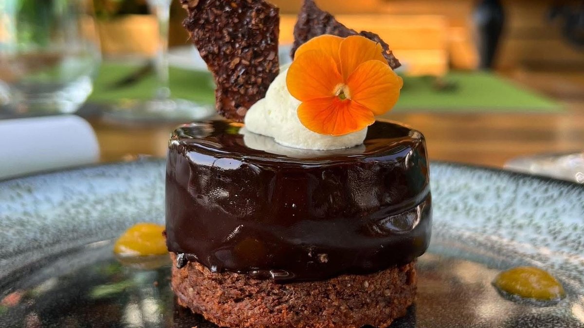 Chocolate Cake With Passion Fruit On Sacher Biscuit