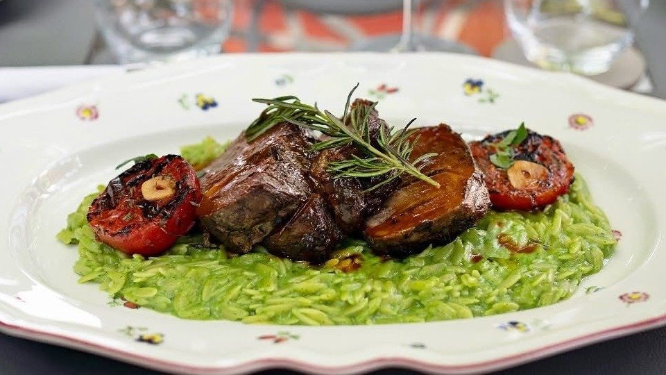 Oven Baked Lamb With Green Herbs Orzo