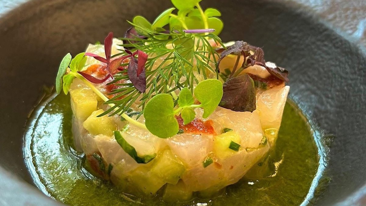 Sea Bass Tartare With Cucumber, Semi-Dried Tomatoes And Yuzu Herbs