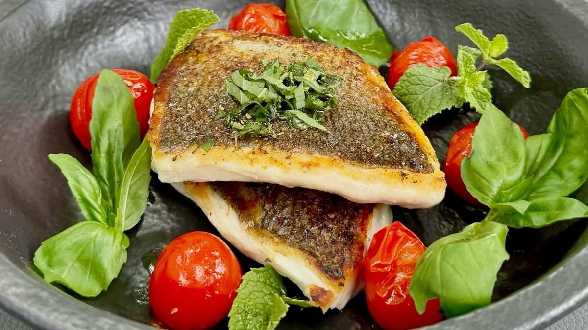 Sea Bass With Mint, Basil And Cherry Tomatoes