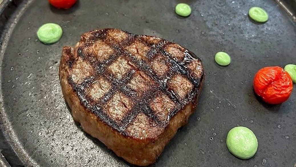 Wagyu Beef Fillet Japan Origin With Wasabi Cream And Cherry Tomatoes
