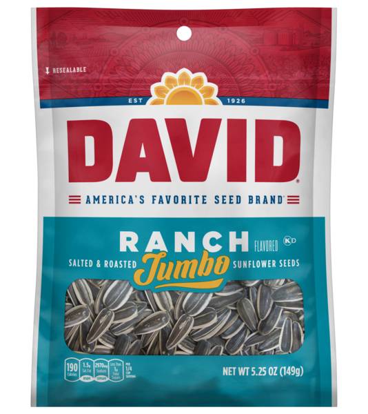 DAVID Roasted and Salted Jumbo Ranch Sunflower Seeds 5.25oz