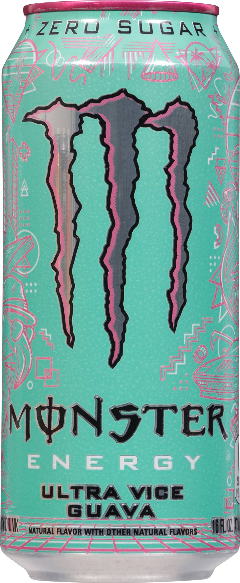 Monster Energy Zero Sugar Energy Drink, Ultra Vice Guava (16 fl oz)