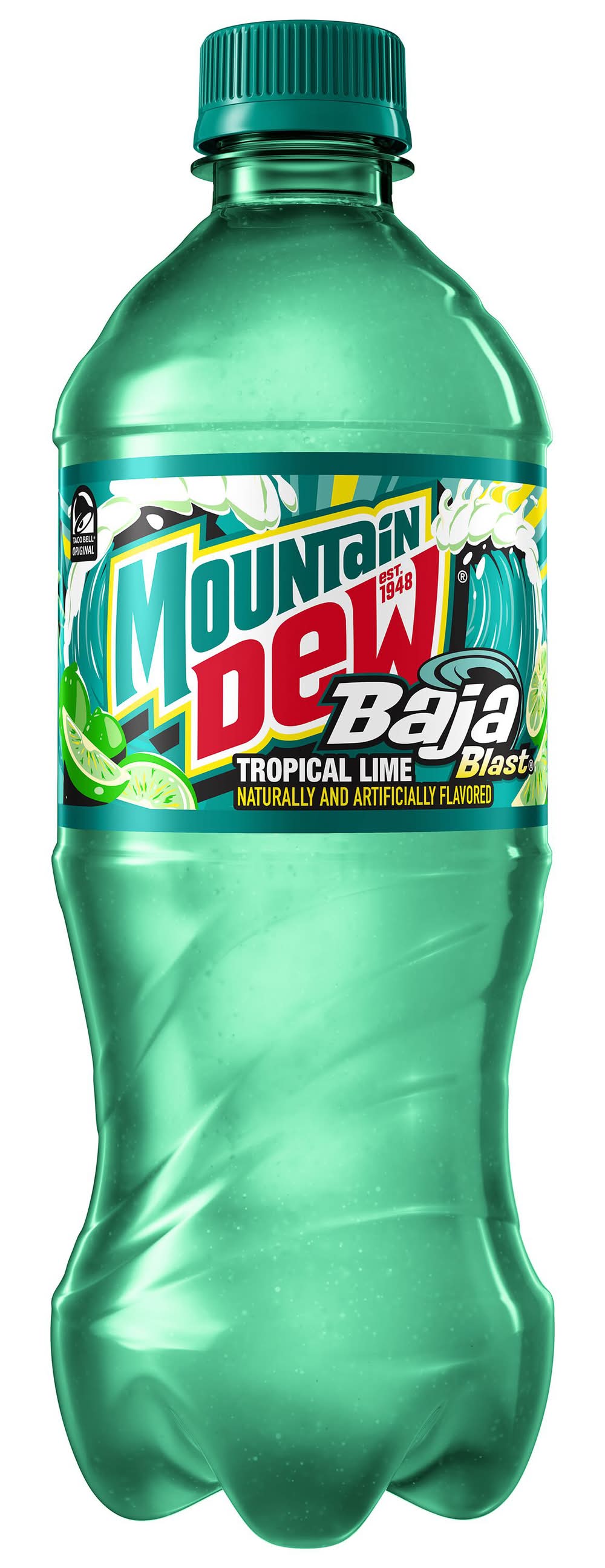 Mountain Dew Baja Blast Soda, Tropical Lime (20 fl oz)