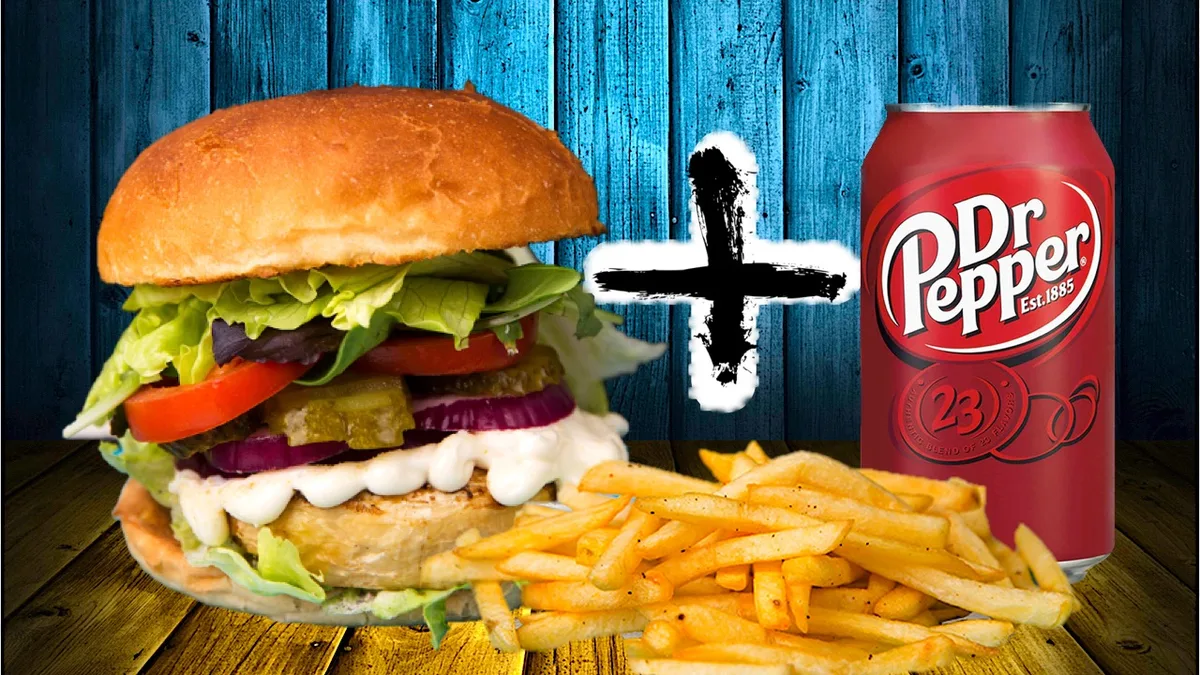 Camembert sajtos Vegaburger Menü Hasábburgonyával