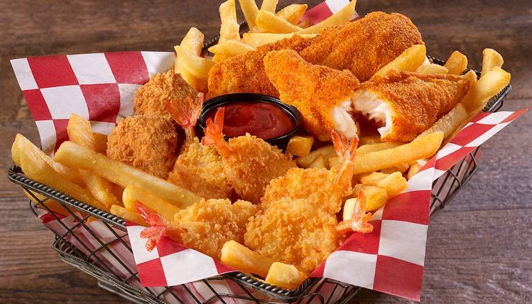 2 Piece Catfish, Butterfly Shrimp and Fries