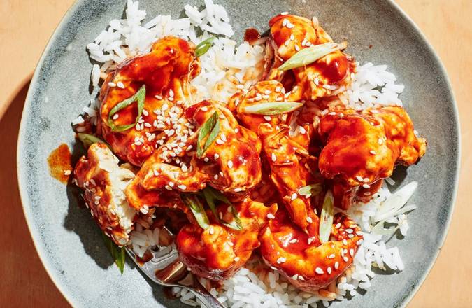 Sticky and Spicy Baked Cauliflower