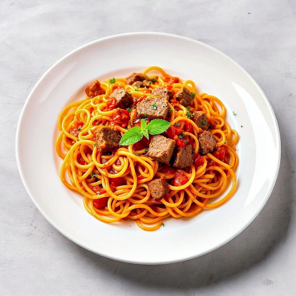 Spaguetti de Lomito en salsa de tomate