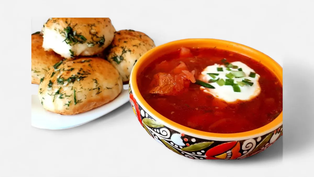 Borsch with donuts