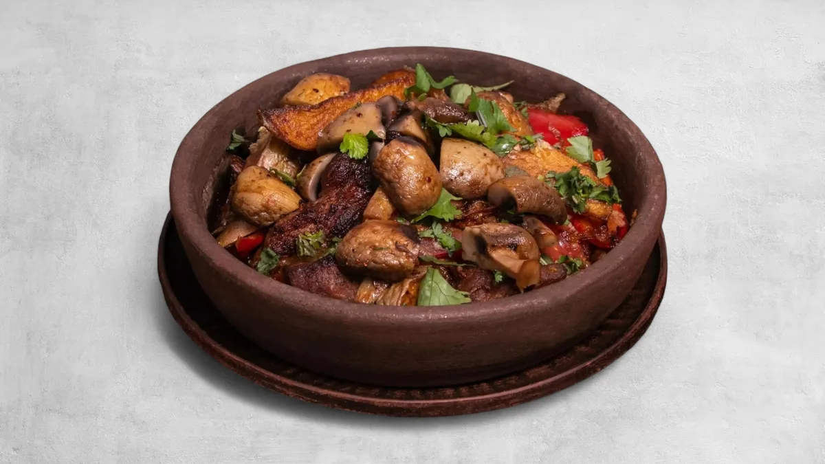 Ojakhuri with mushrooms