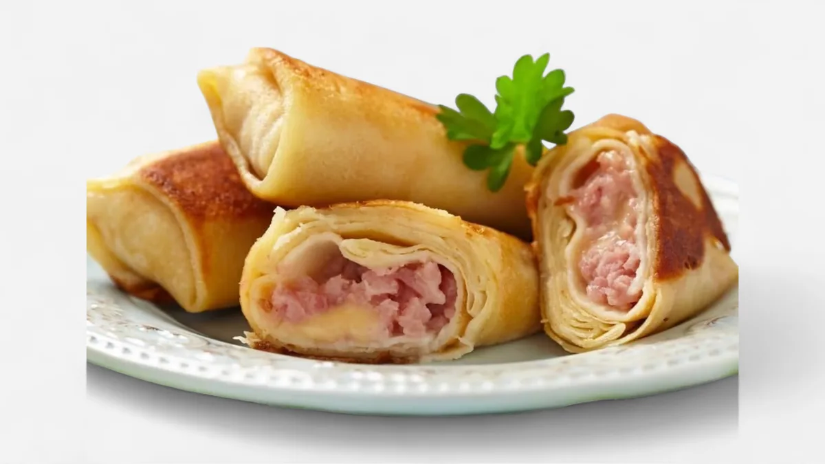 Pancakes with chicken becon and cheese