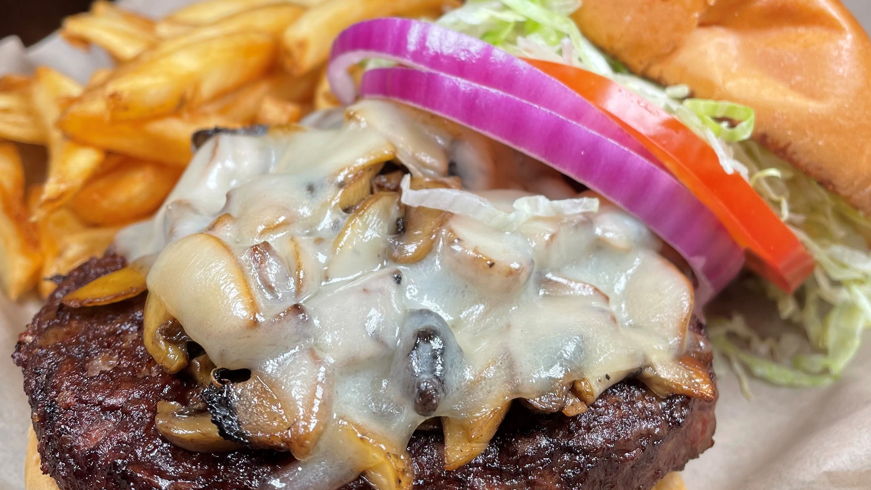 Mushroom and Swiss Burger