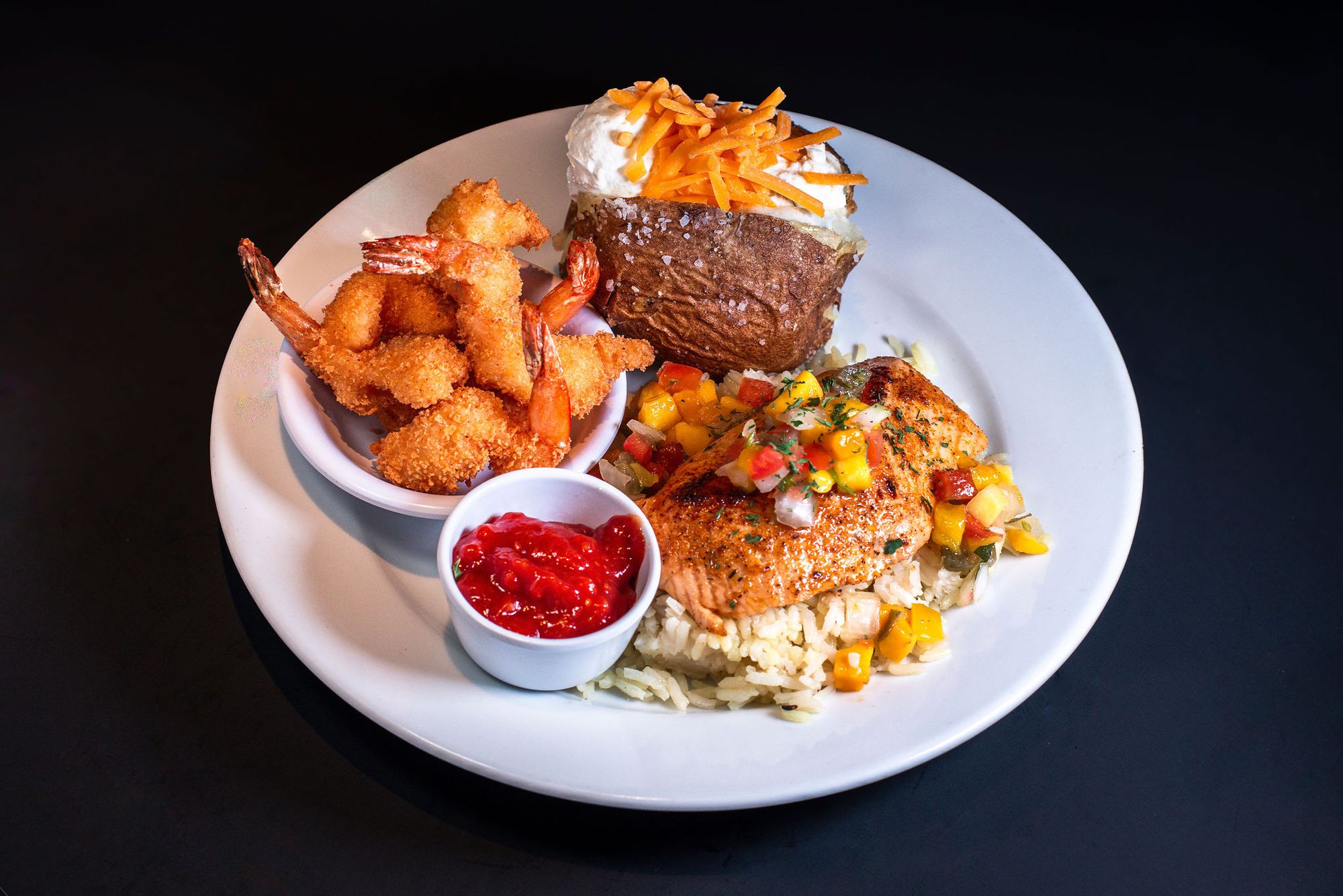 Blackened Salmon and Shrimp