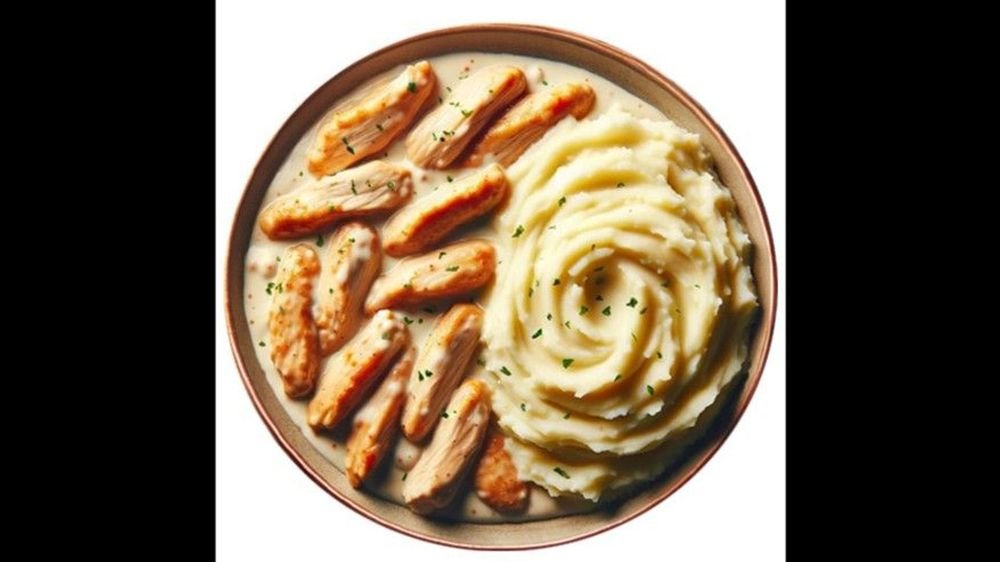 Hähnchenbruststreifen in Hollandaise-Sauce mit Beilage