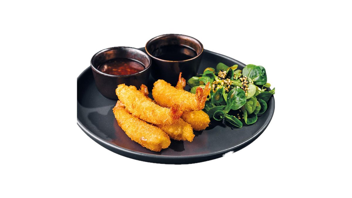 Creveți tigru crocanți sos la alegere: soia cu sake sau chili dulce (190 g)