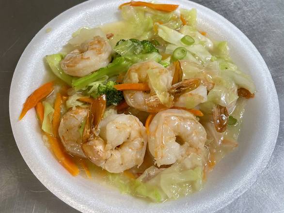 Comb. Chow Mein (Vegetales) de  Camarones