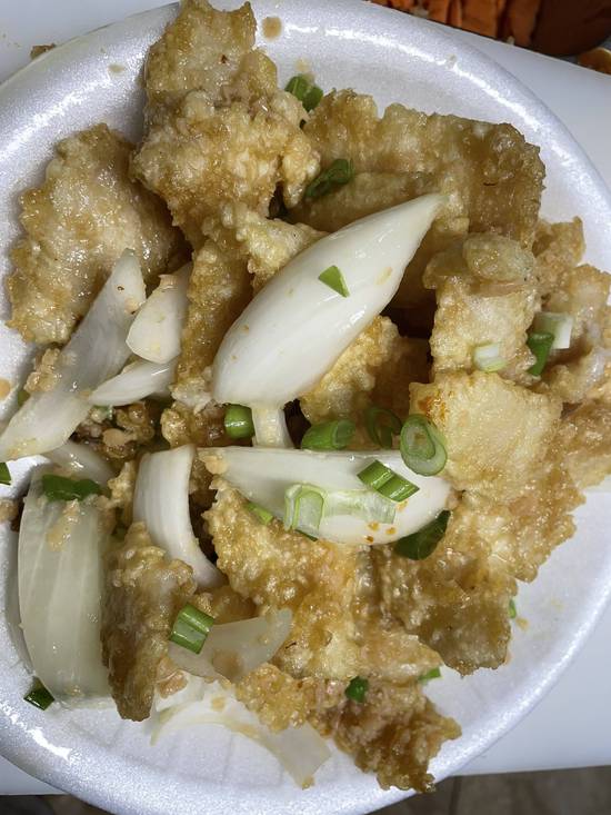 Combinación Pescado al ajillo