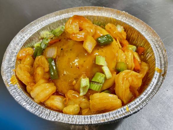Mofongo Relleno Camarones Enchilados