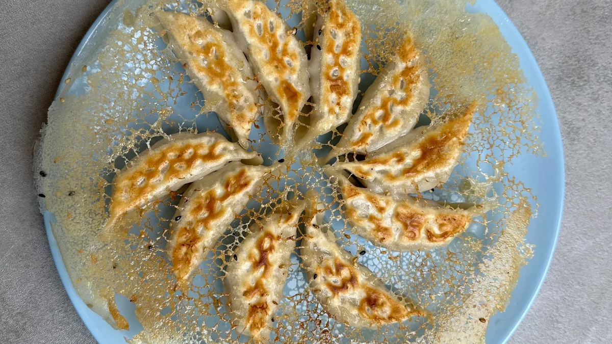23. Paistettu lihanyytti / Pan-fried pork dumplings (10 kpl)