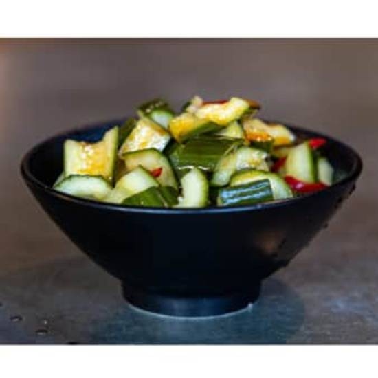 Crushed Cucumber Skins, Chili Garlic Vinaigrette (vg, gf)
