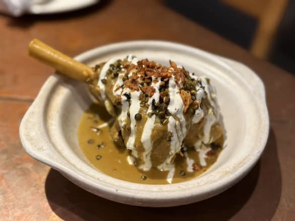Indochine Lamb Shank in Claypot, Fried Lentils (gf)