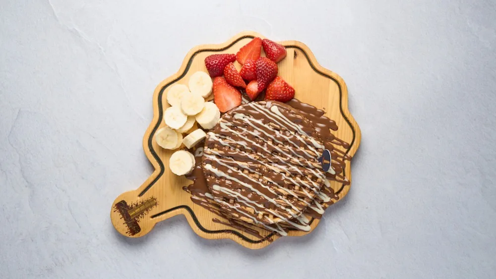 3. Banan/ jordgubbar Waffle
