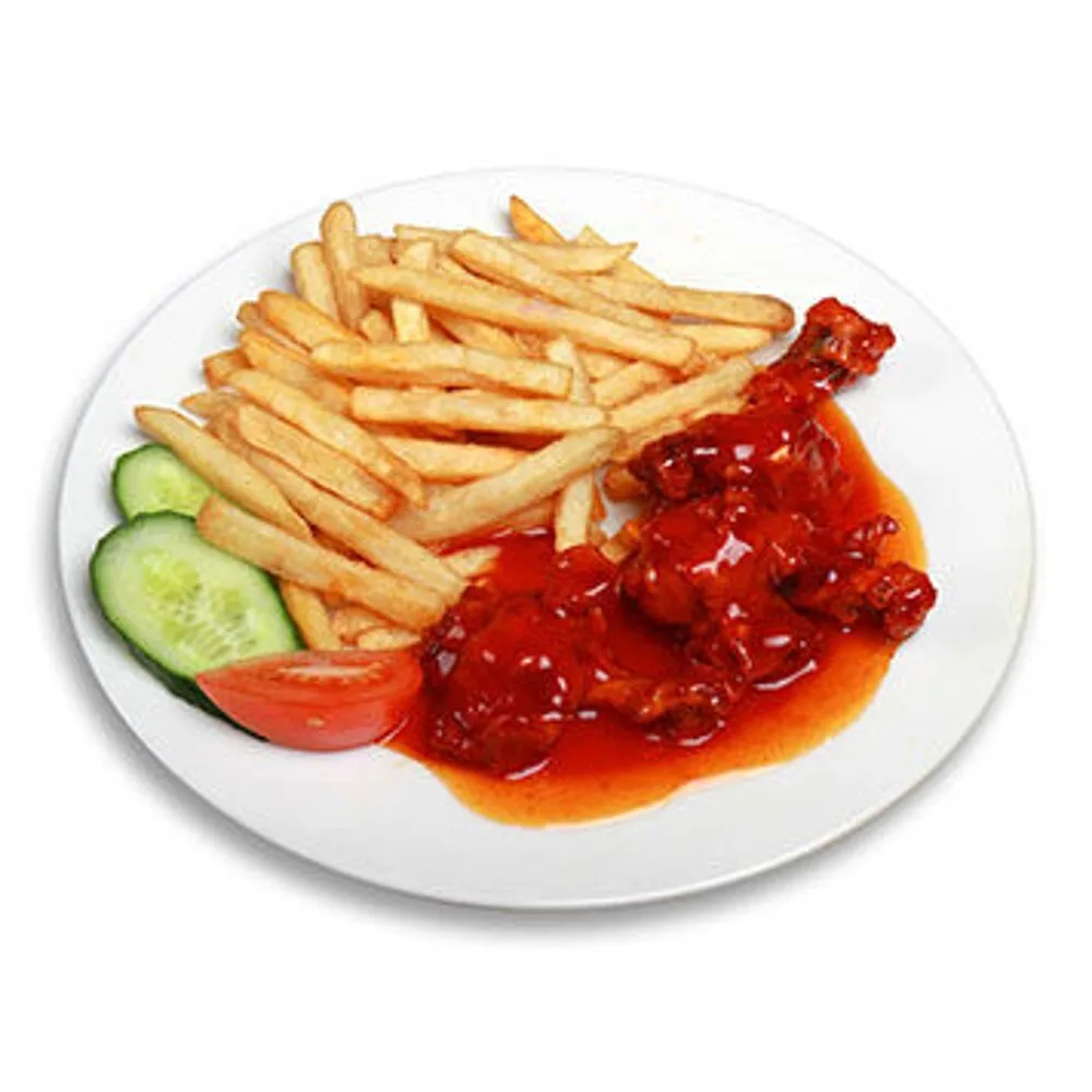 154. French fries with chicken wings