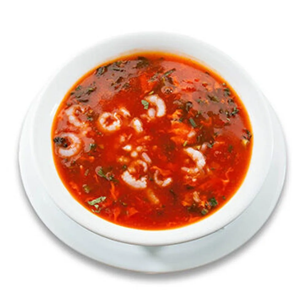 35. Spicy tomato soup with seafood