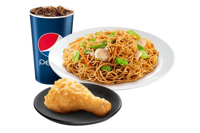 Pancit Canton + 1 pc Chinese Style Fried Chicken + Soda