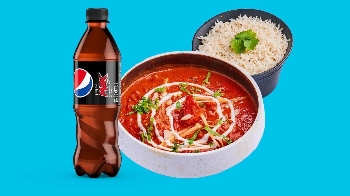 23. Chicken Tikka Masala meal deal med pepsi