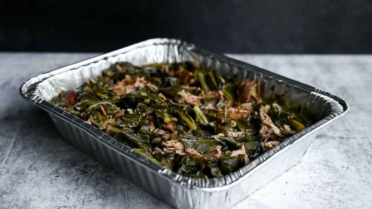 Pan of Collard Greens with Pork