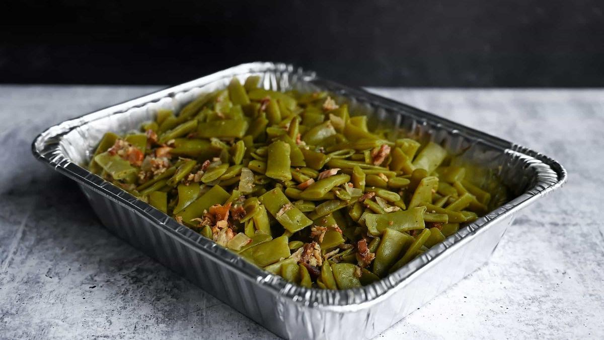 Pan of Green Beans with Bacon