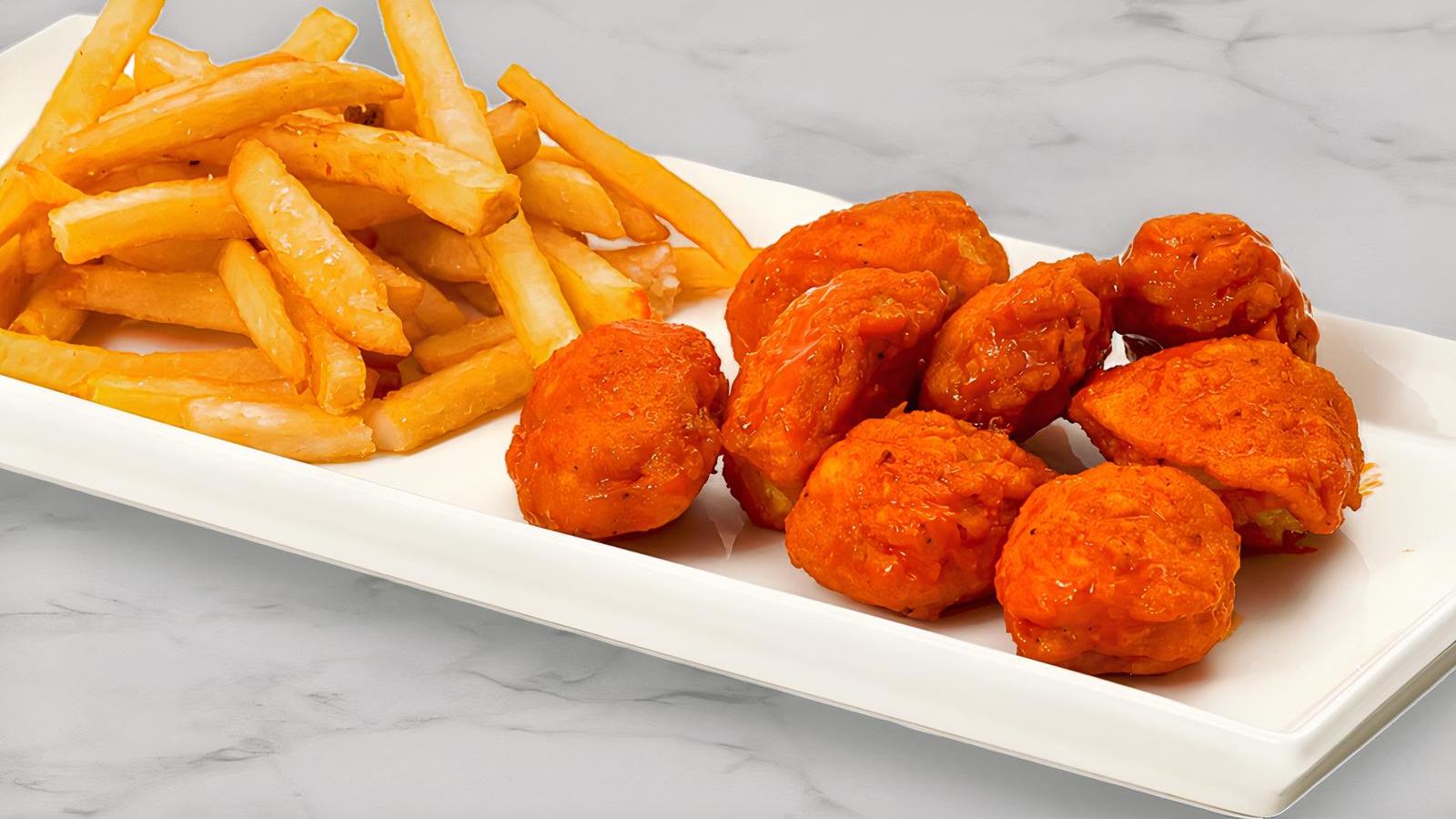 8 Piece Bone-In Or Boneless Wings with Fries!