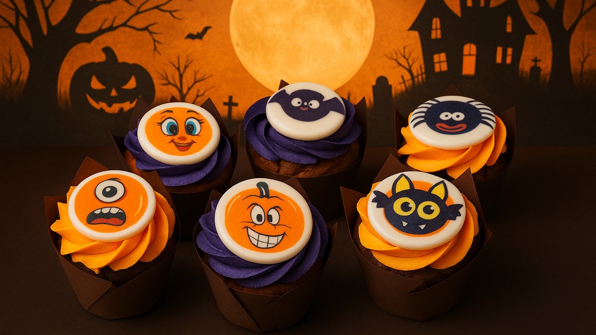 Pachet 2 Cupcakes Halloween – Mini Delicii cu Imagini Comestibile 🧁🎃